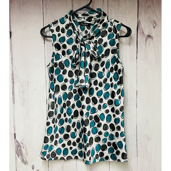 Nine West Womens Size Small Wrap Top Blouse Smocked Tie Waist Multicolor - Picture 1 of 3